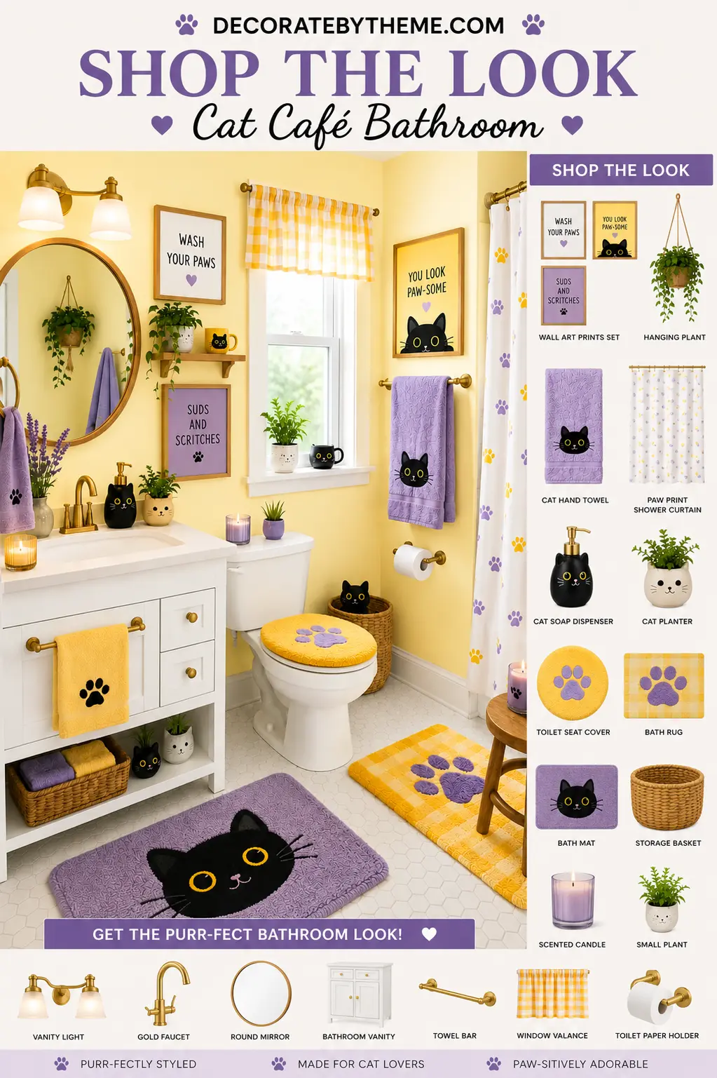 Cat Cafe Bathroom Decor Shop the Look