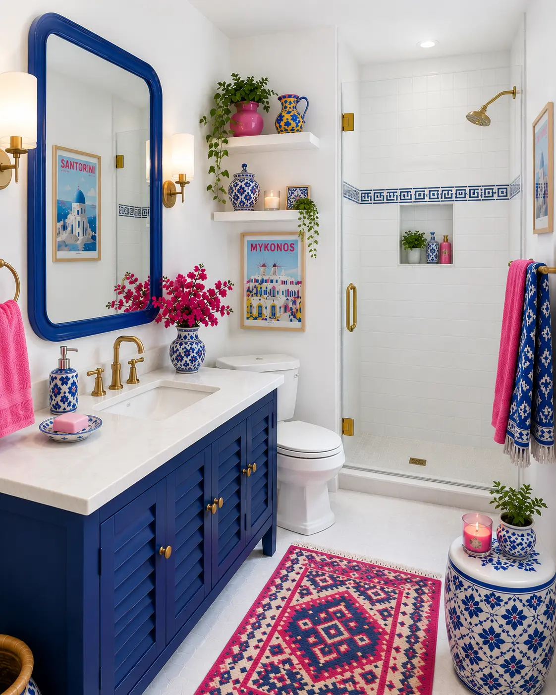 Greek Coastal Color Pop Bathroom: Shop the Look