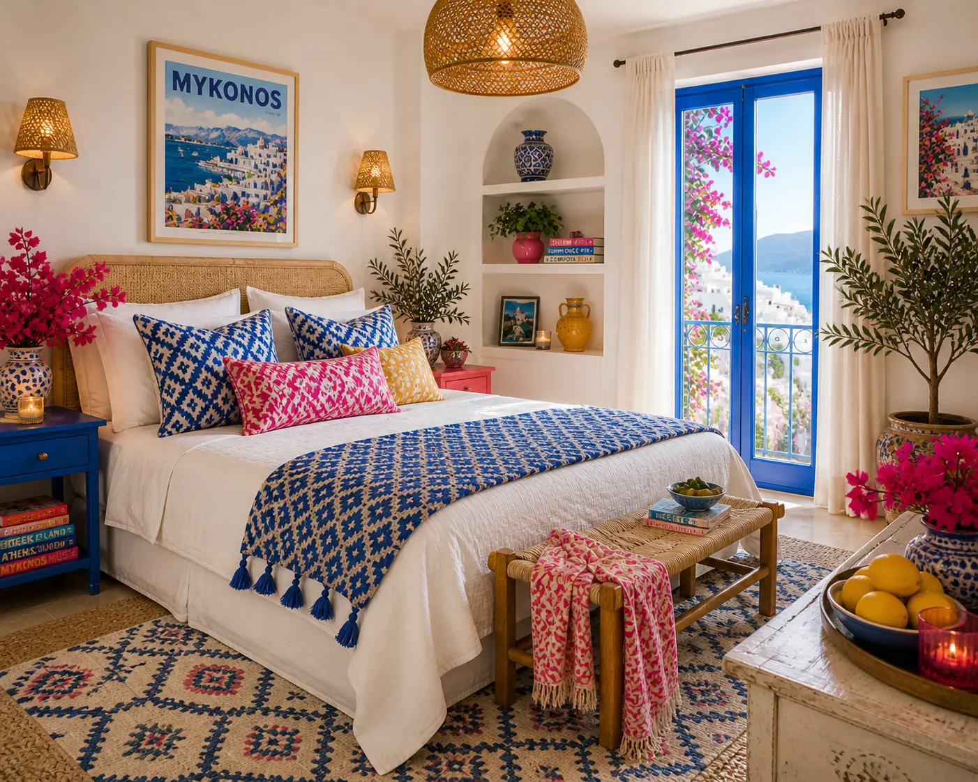 Greek Coastal Color Pop Bedroom: Shop the Look