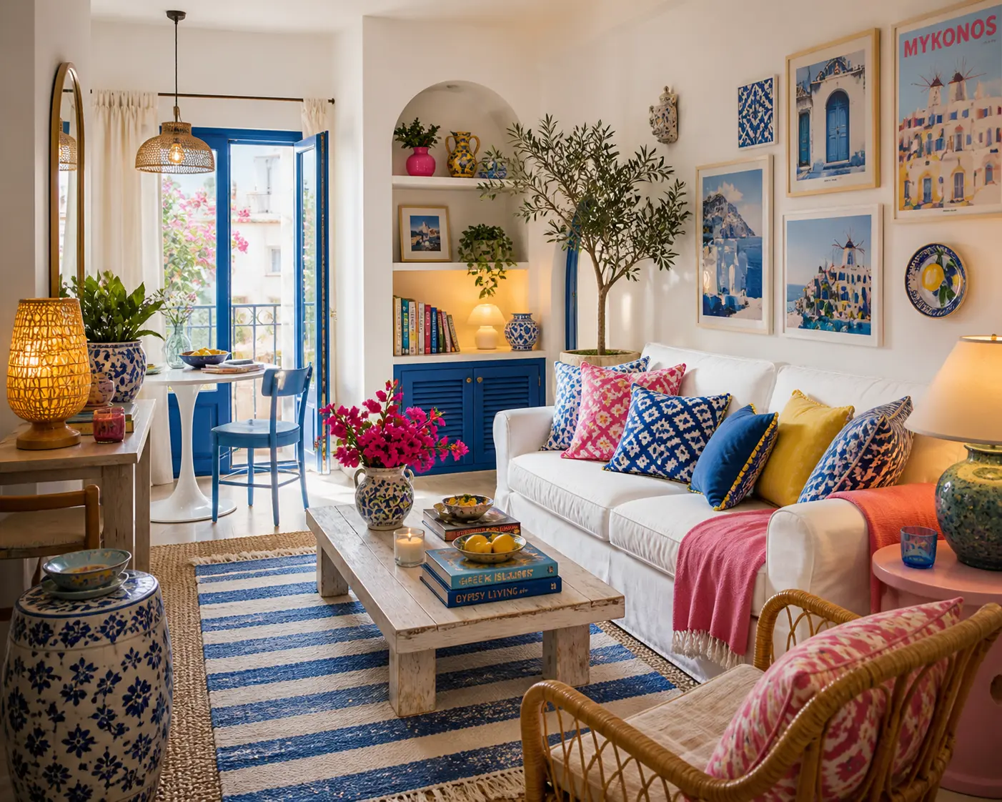 Greek Coastal Color Pop Living Room: Shop the Look