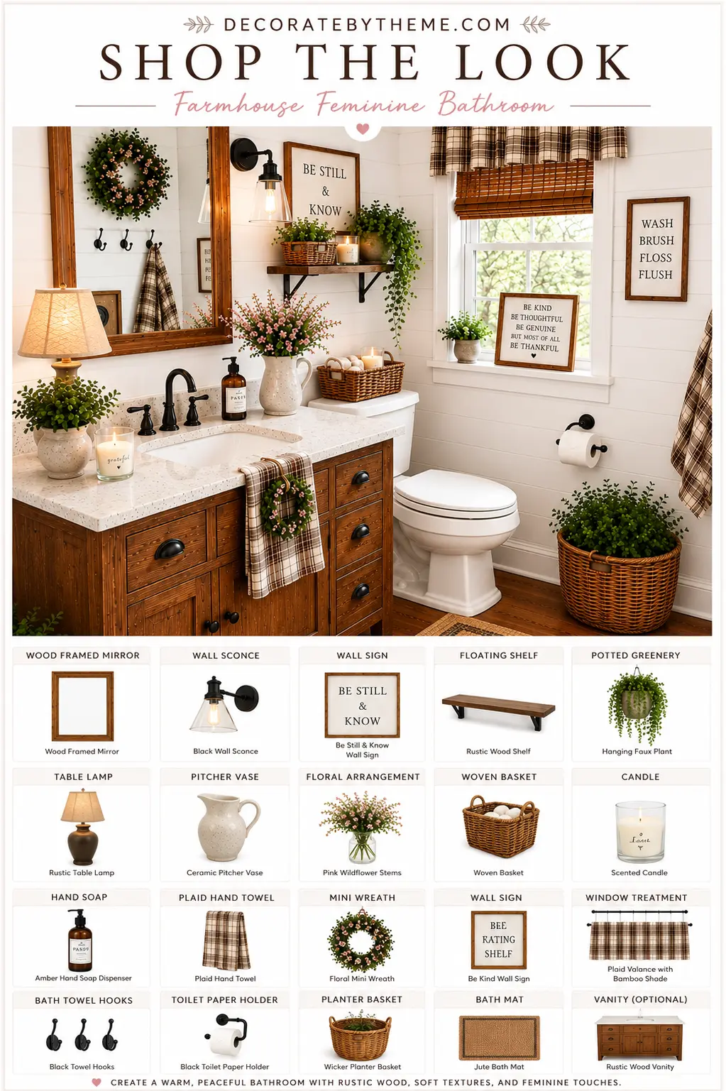 Farmhouse Feminine Bathroom Decor Shop the Look