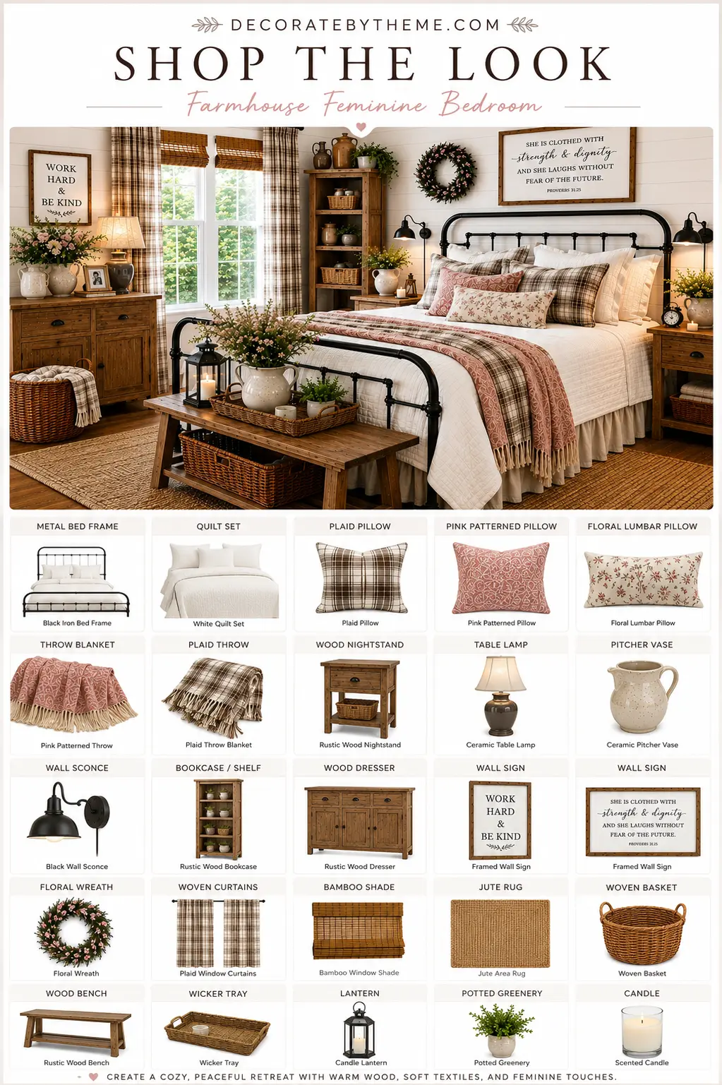 Farmhouse Feminine Bedroom Decor Shop the Look