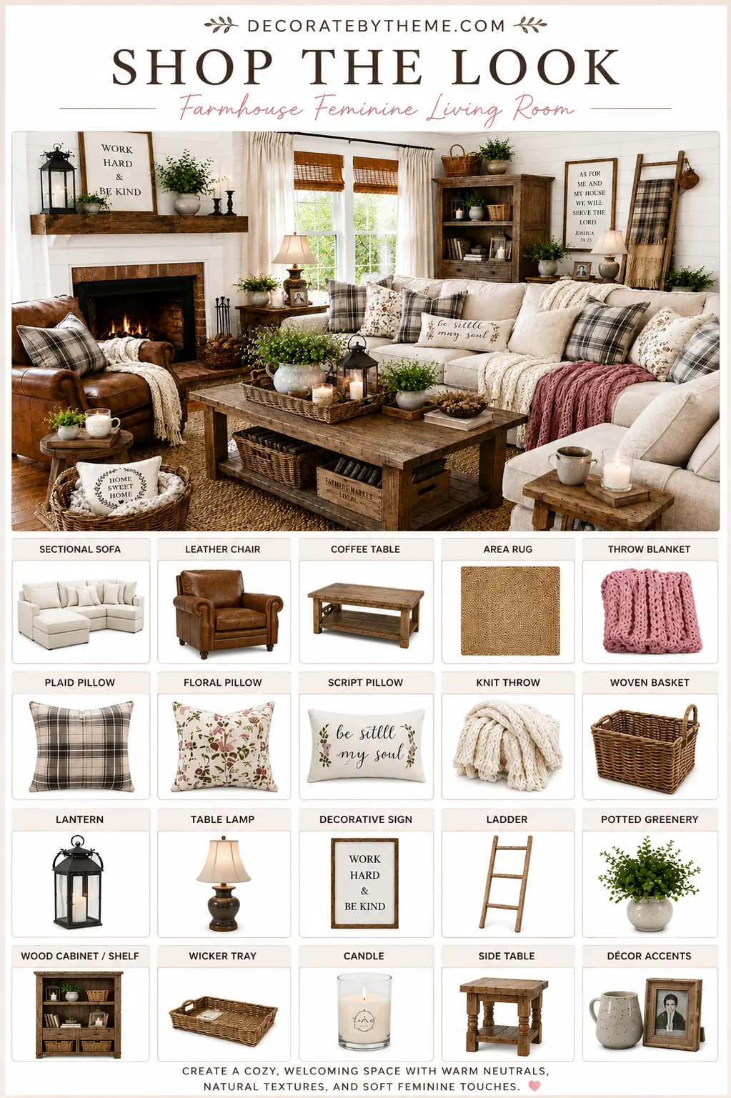 Farmhouse Feminine Living Room Decor Shop the Look