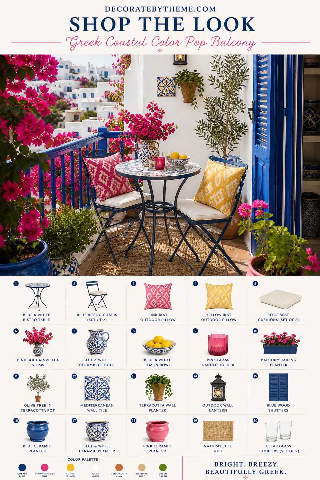 Greek Color Pop Coastal Balcony Shop the Look