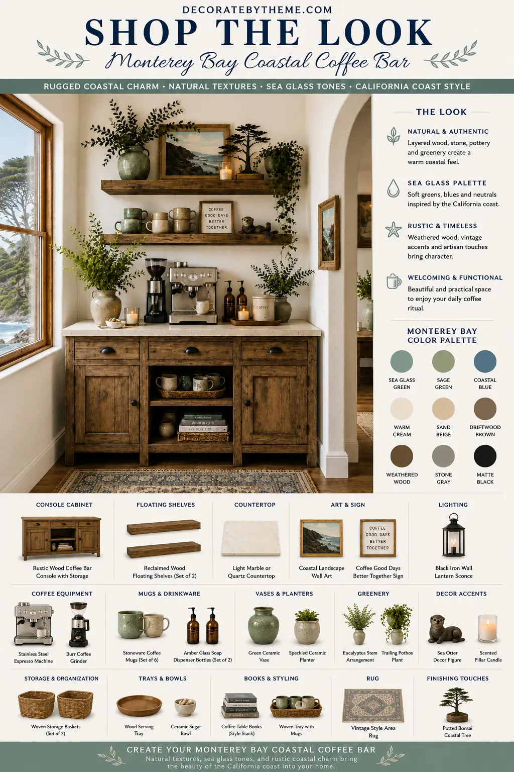 Monterey Bay Coastal Coffee Bar Decor Shop the Look