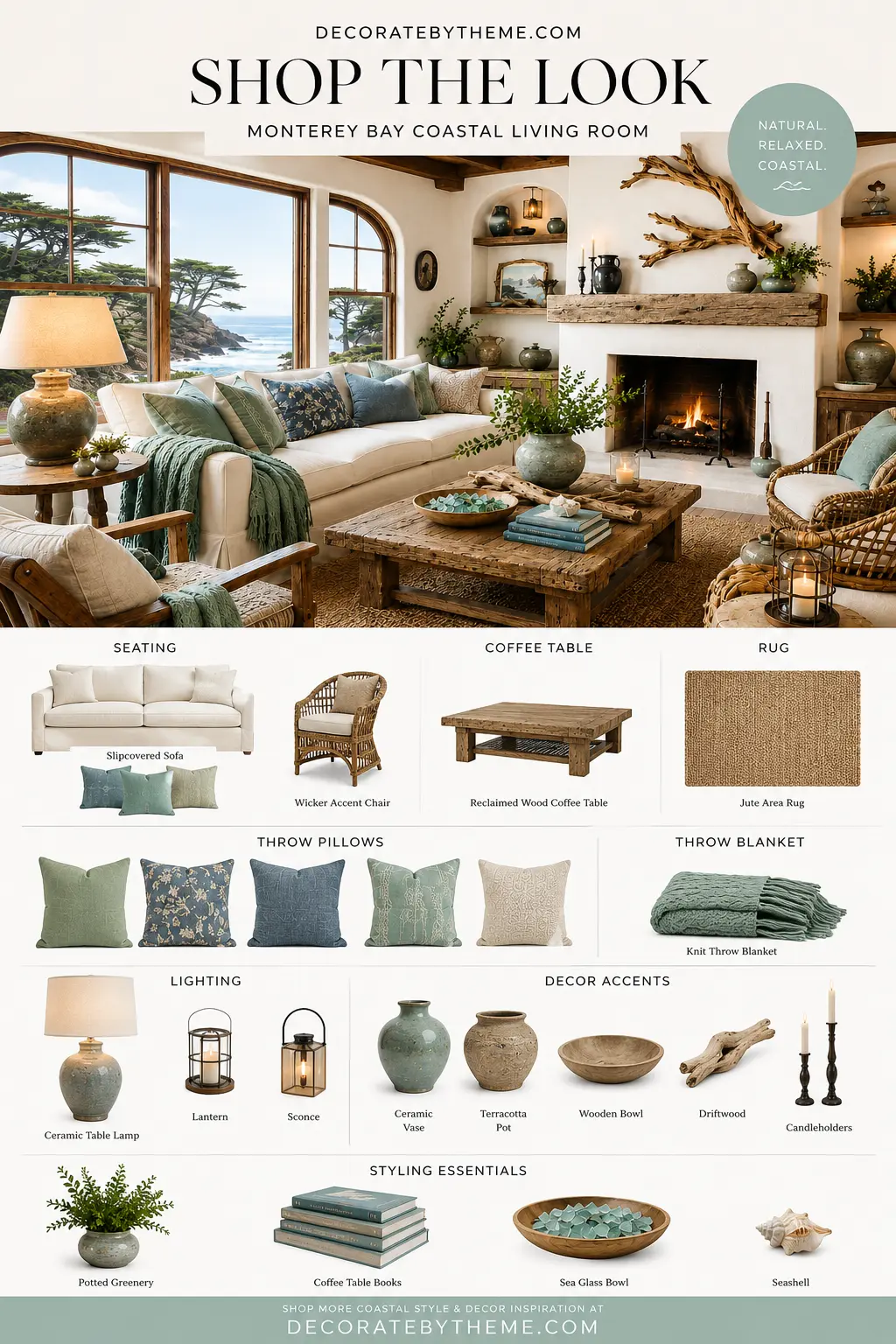 Monterey Bay Coastal Living Room Decor Shop the Look