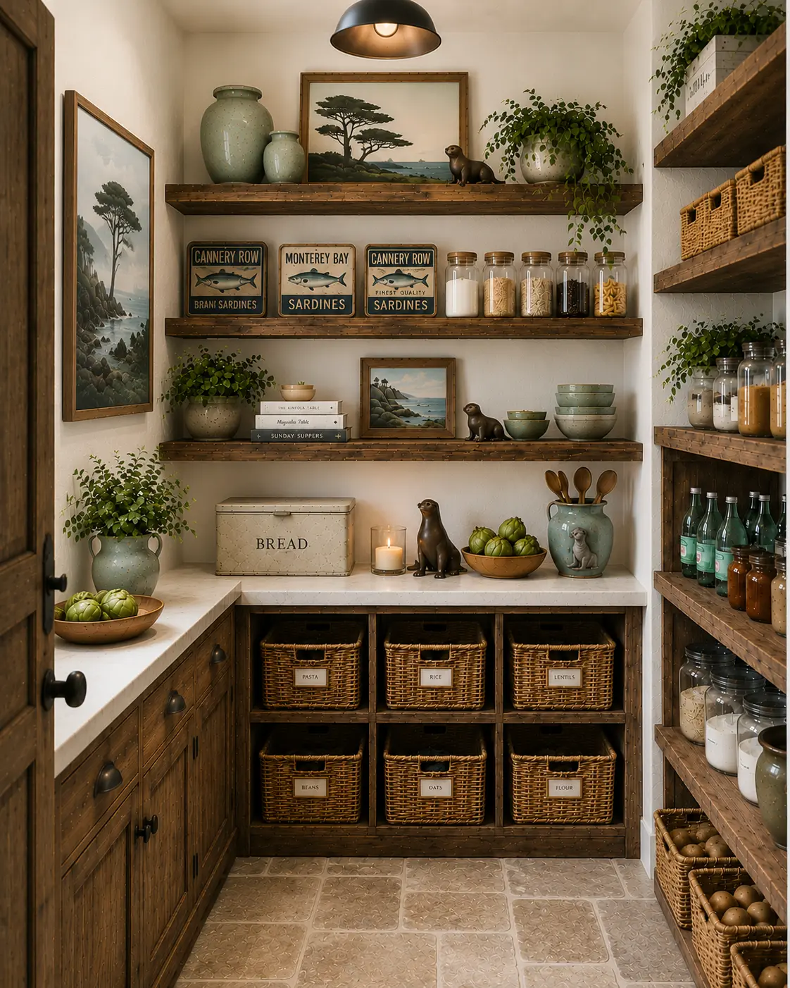 Monterey Bay Coastal Pantry: Shop the Look for a Rustic Organized Coastal Kitchen Pantry