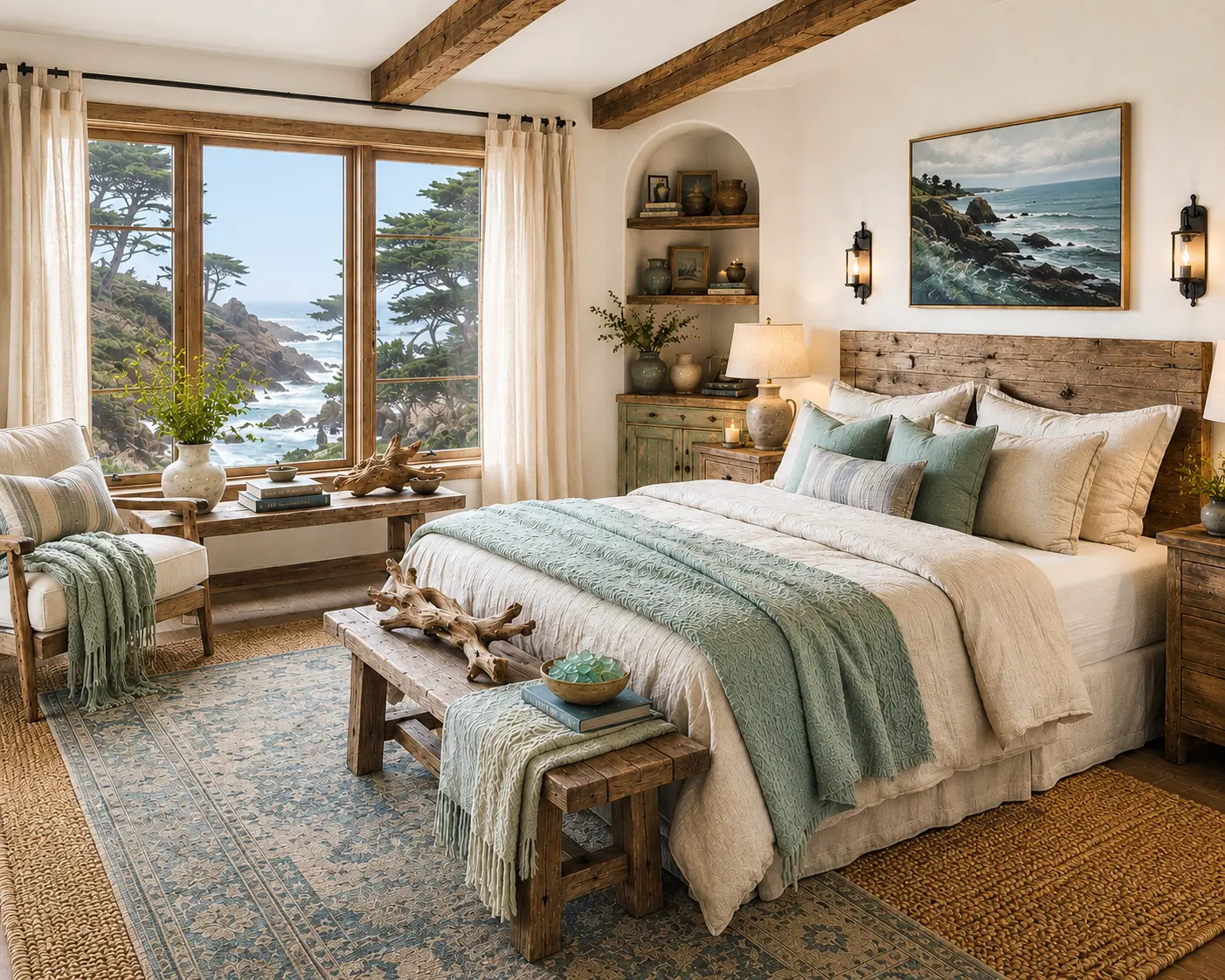 Monterey Bay Coastal Bedroom: Shop the Look for a Calm California Coast Retreat