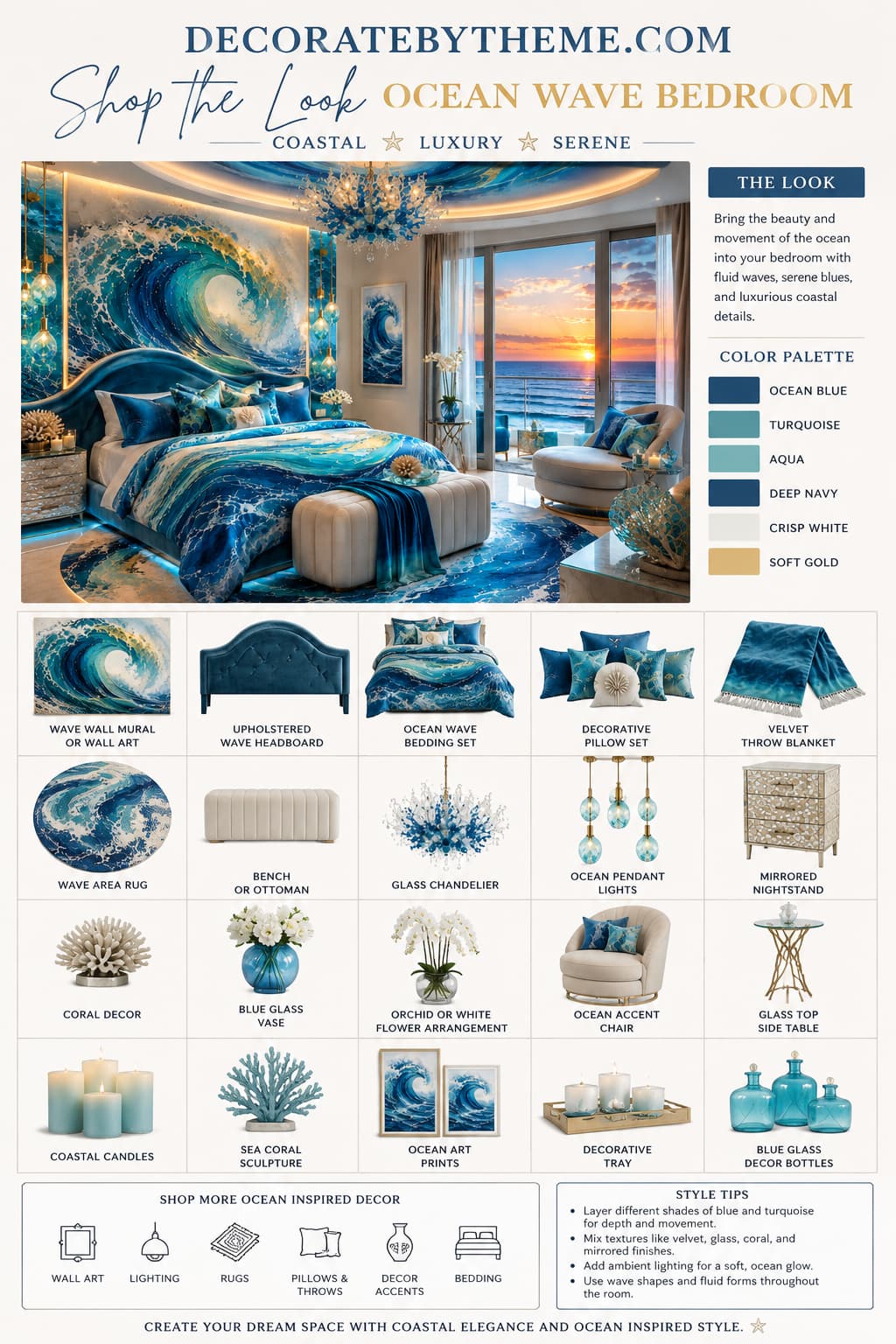 Ocean Wave Bedroom Decor Shop the Look