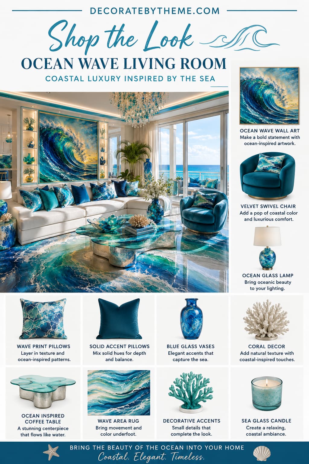 Ocean Wave Living Room Decor Shop the Look