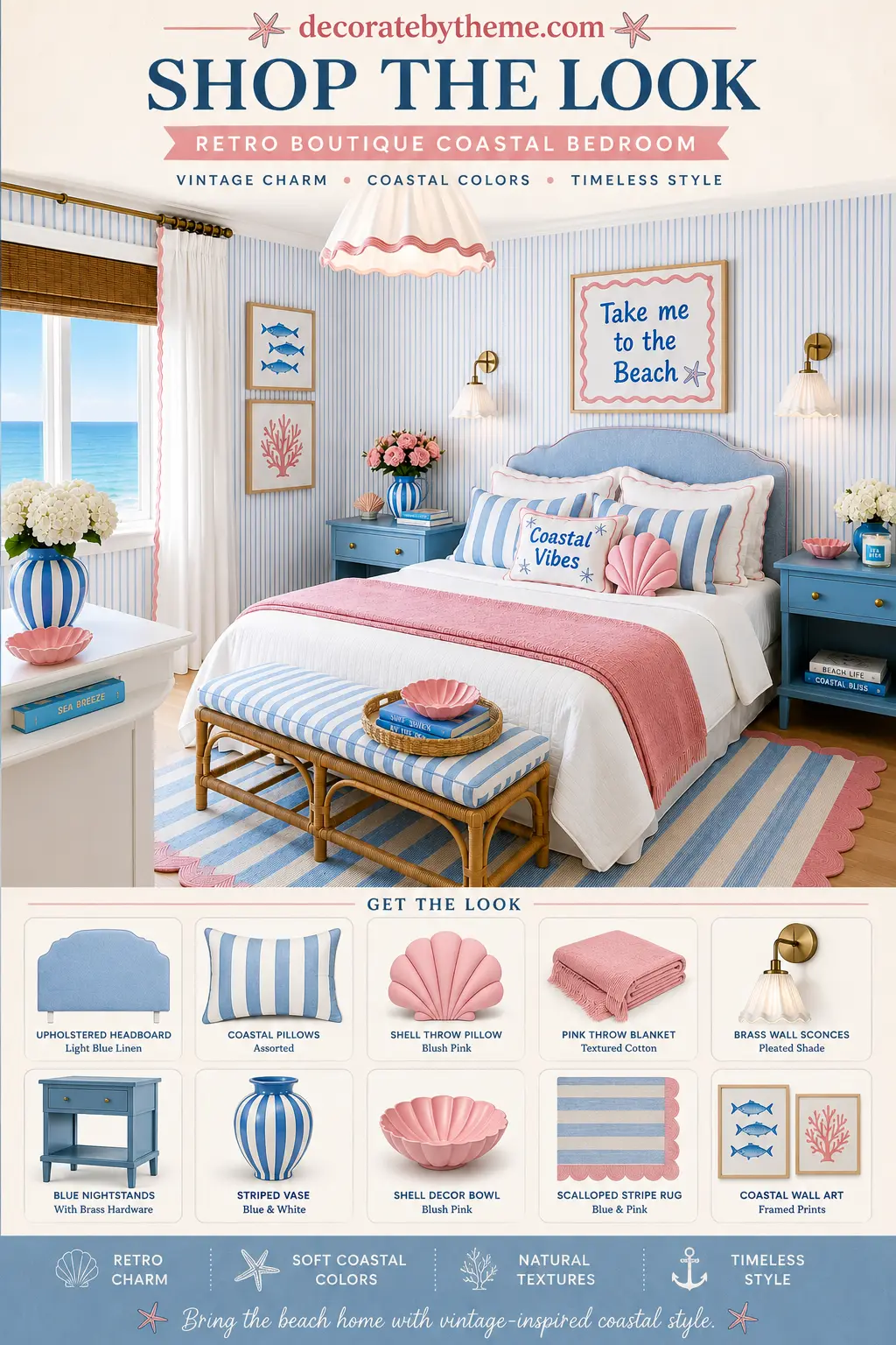 Retro Boutique Summer Coastal Bedroom Decor Shop the Look