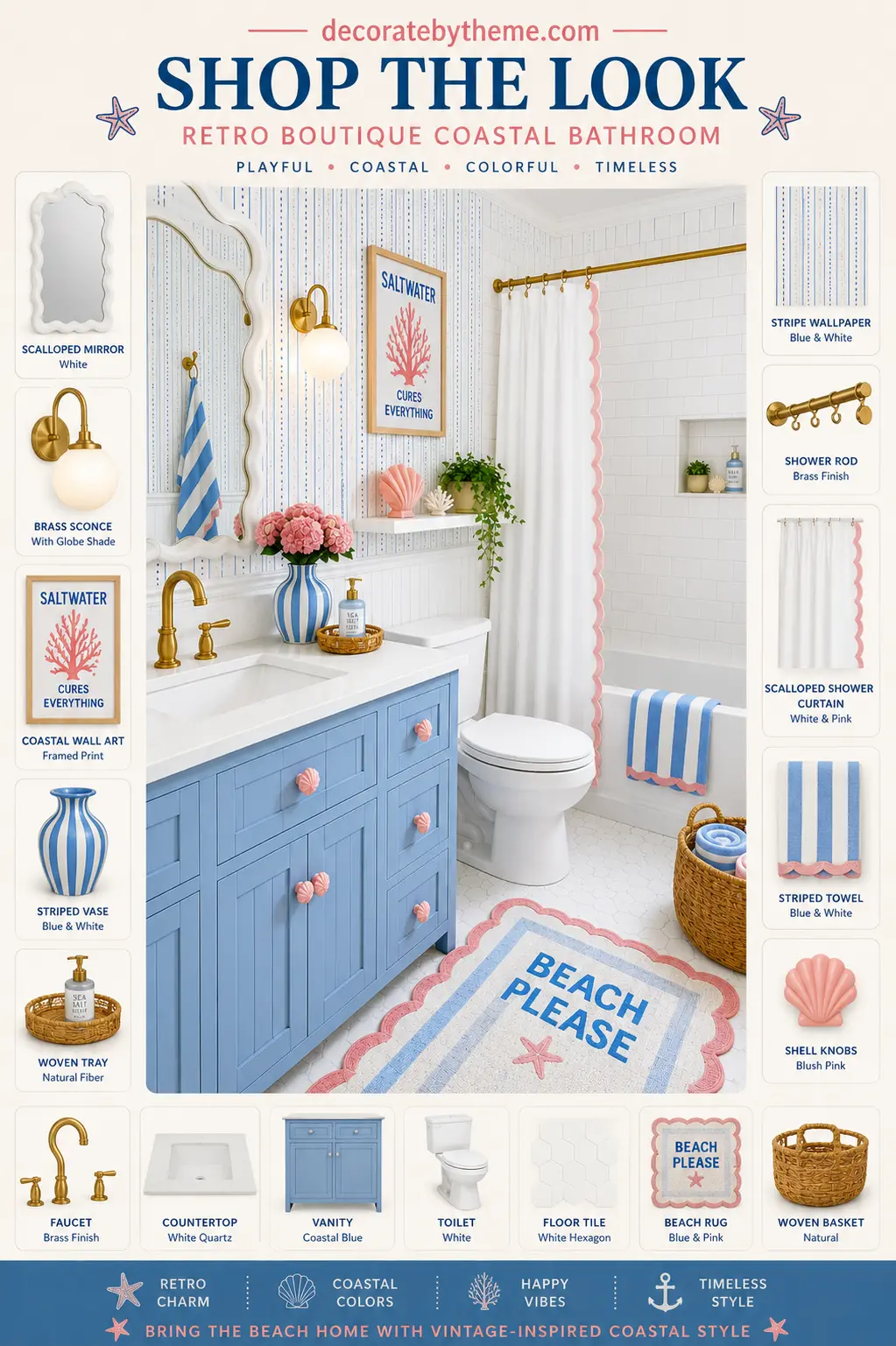 Retro Boutique Summer Coastal Bathroom Decor Shop the Look