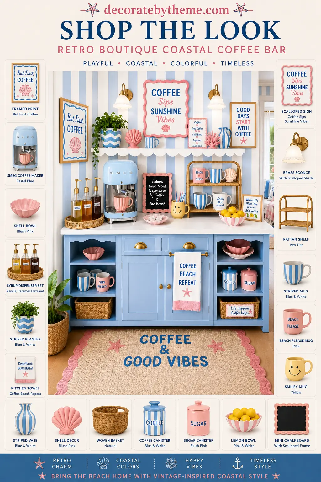 Retro Boutique Summer Coastal Coffee Bar Decor Shop the Look
