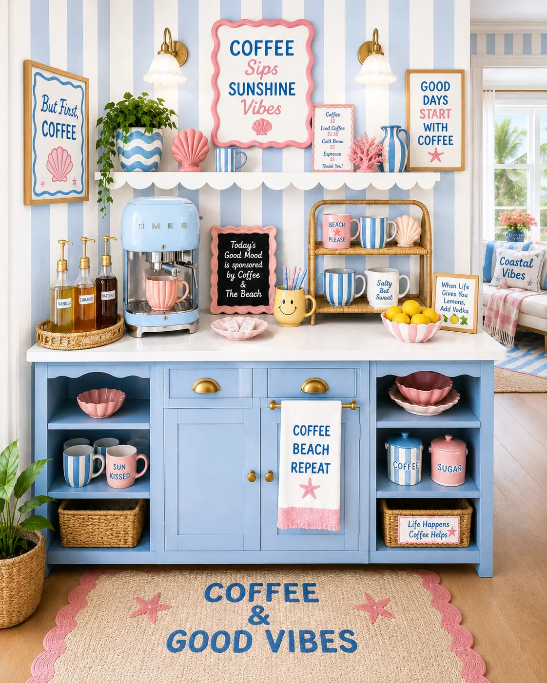 Retro Boutique Coastal Coffee Bar: Create a Charming Beach-Inspired Coffee Station at Home