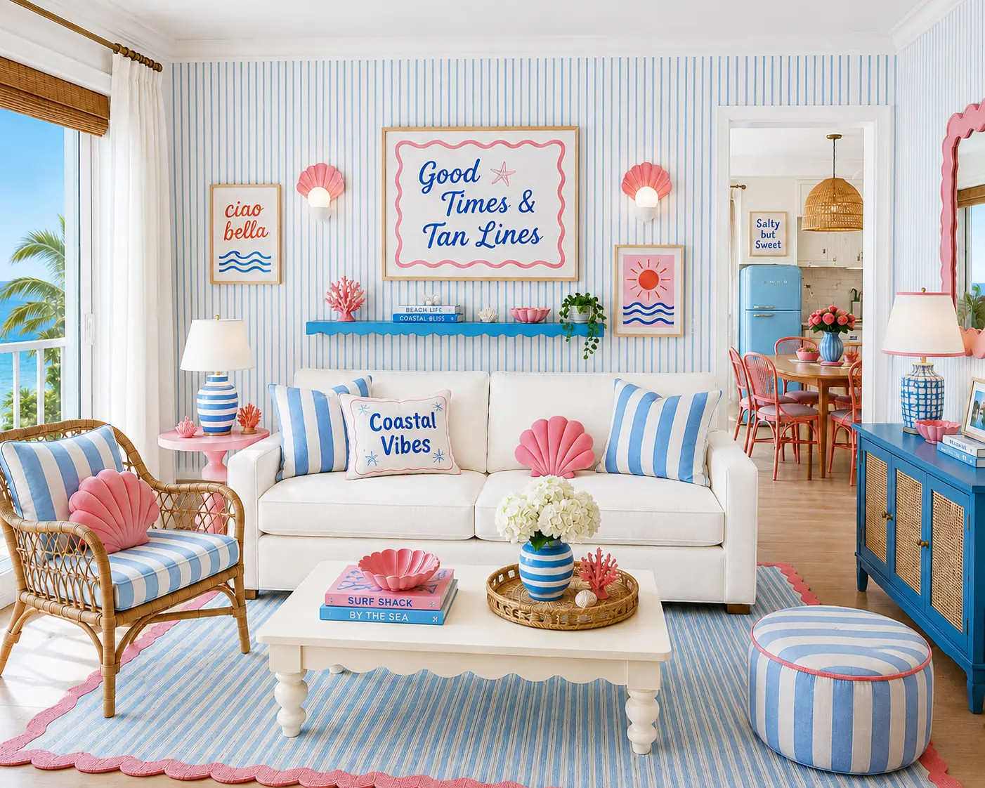 Retro Boutique Coastal Summer Home Decor Theme